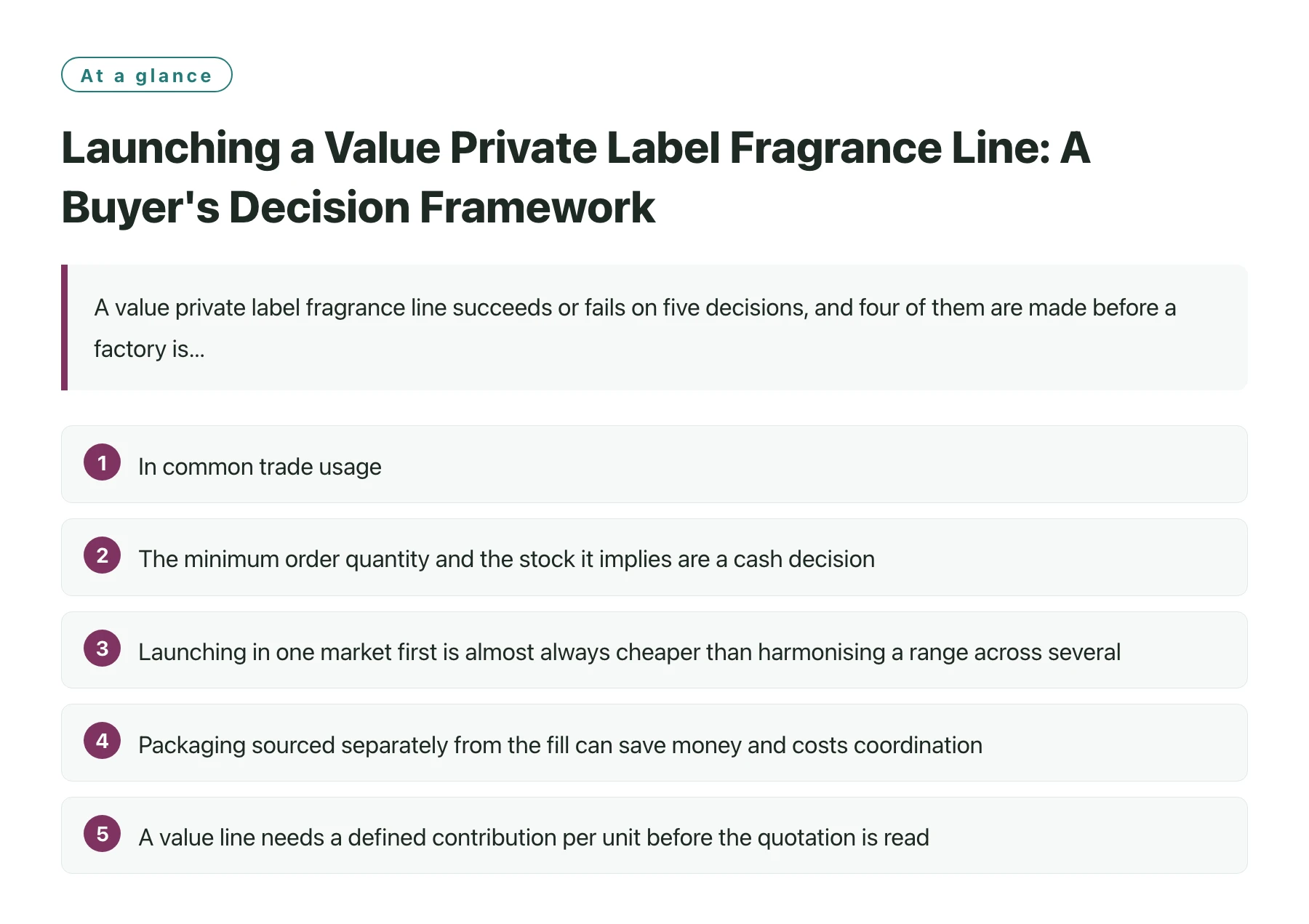 Launching a Value Private Label Fragrance Line: A Buyer's Decision Framework——全文要点速览